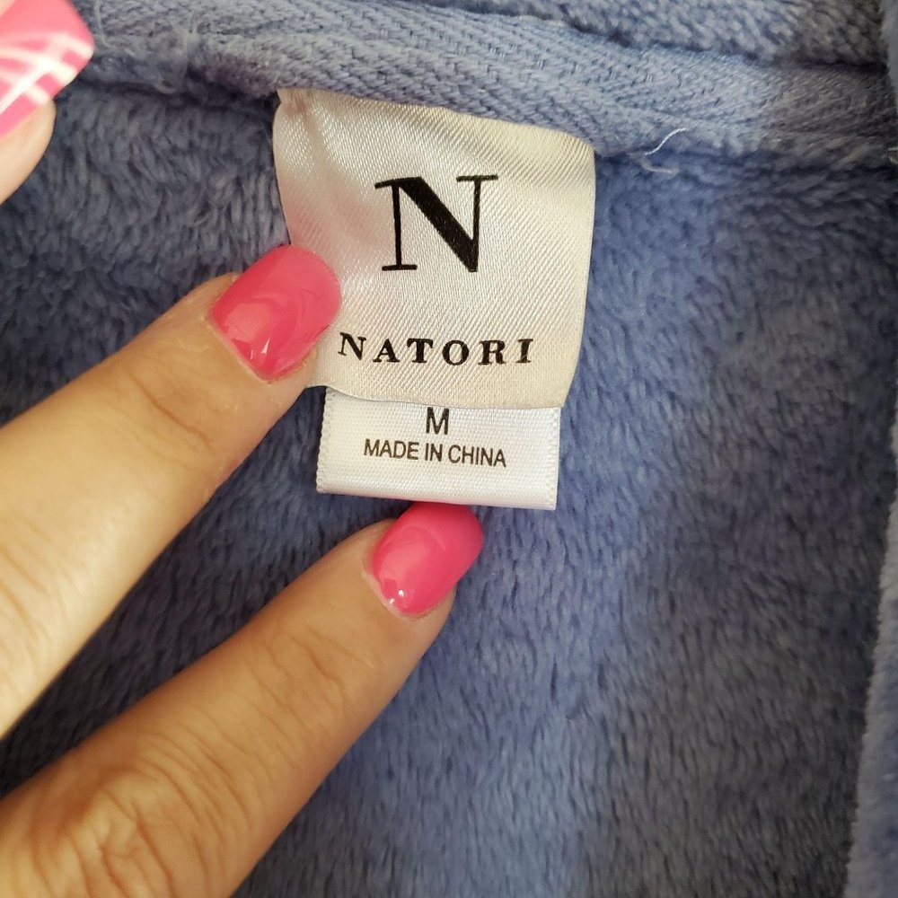NATORI PLUSH ROBE W/BELT M PURPLE - Picture 3 of 9